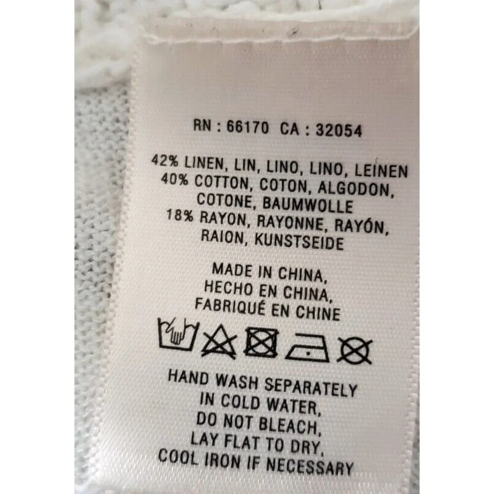 Anthropologie White Knit Open Cardigan Angel of the North Linen Blend EUC Sz XSP